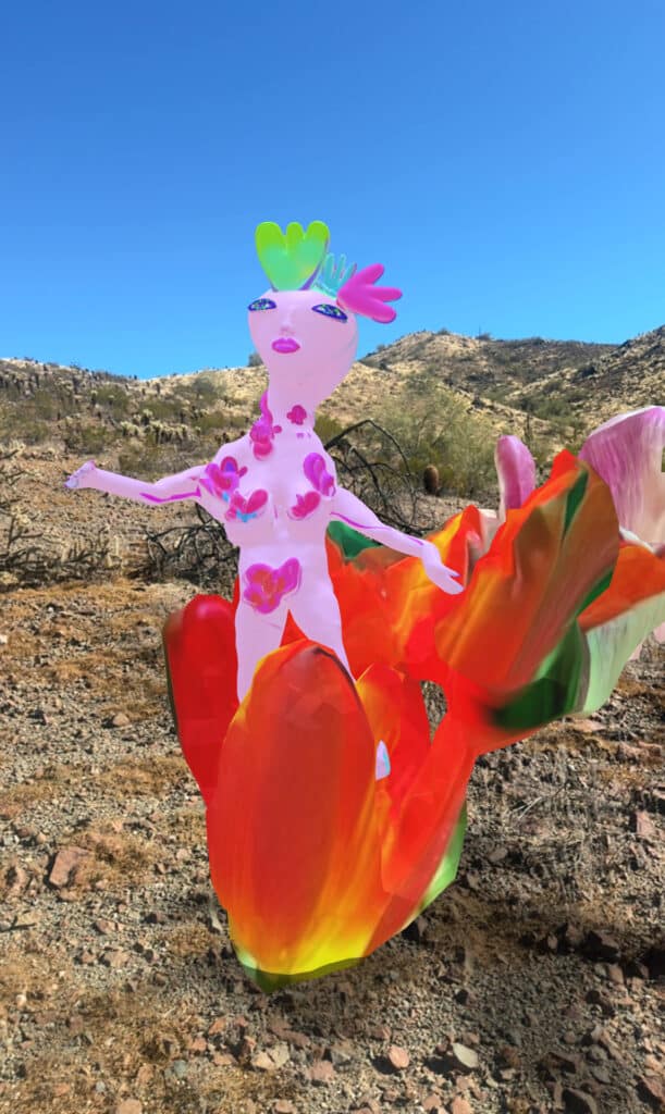 Galina's AR monster in a desert environment