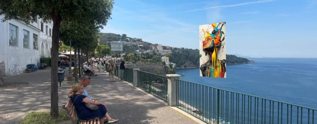AR artwork floating above a coastal overlook