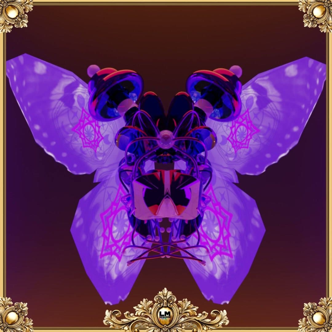 Crown Energizing Maskal Mate, a purple butterfly AR mask with chakra symbols by LMDesigns8