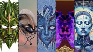 The five AR masks in MASK, A Portal Between Identities, side by side
