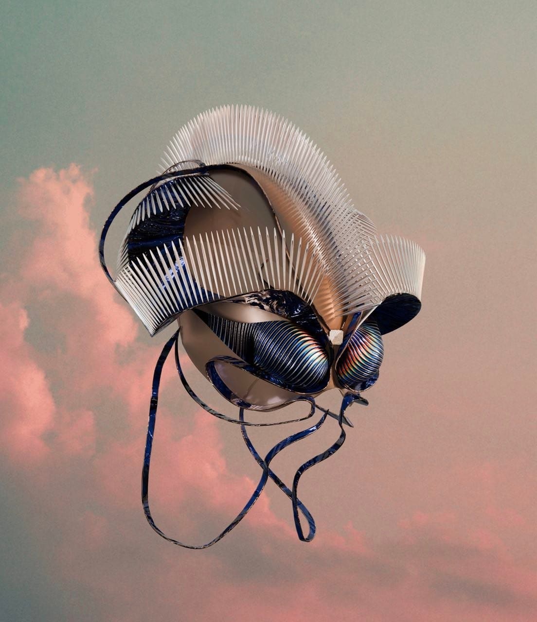 SYNAPTICA, a sculptural digital-fashion AR headpiece by Yuliya (YO_DESi) Ovcharyk